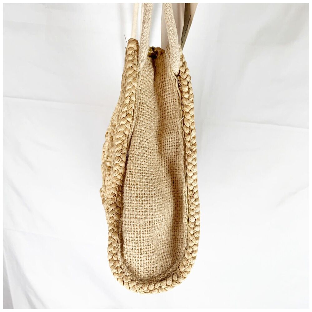 Cottagecore Natural Straw Shoulder Bag NEW Tote Floral Woven Lightweight NWT - Picture 9 of 14